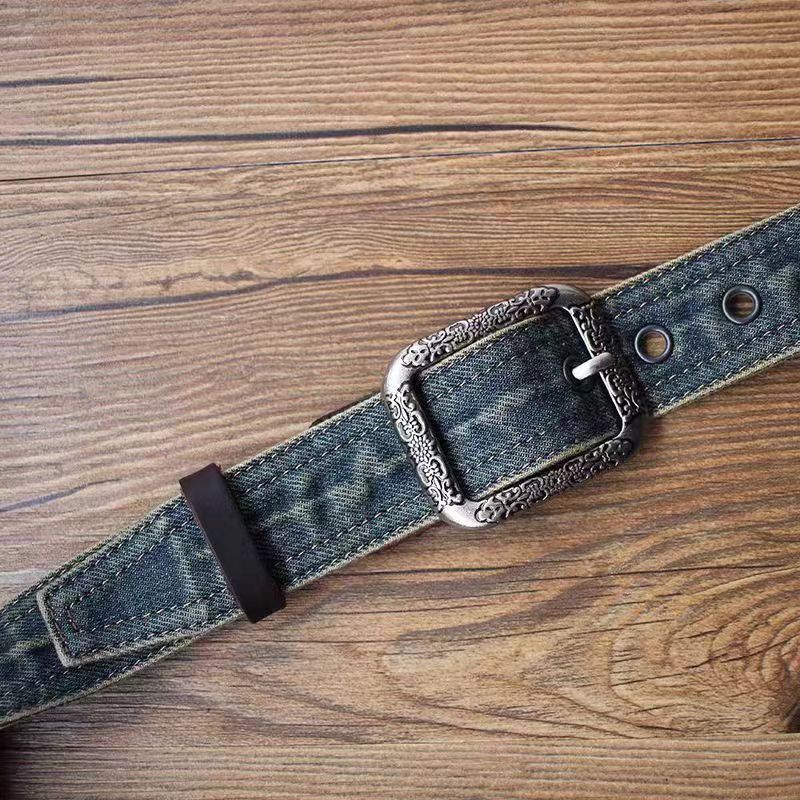 Japanese Brand × Vintage Vintage Casual 47 Inch Wide Denim Belt Size ONE SIZE - 4 Thumbnail