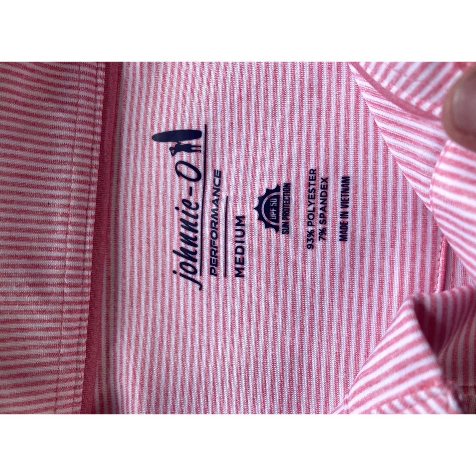 johnnie-O johnnie-O Lyndon Polo Shirt Mens Medium Pink Striped Performance Golf Shirt New with Tags Size US M / EU 48-50 / 2 - 6 Thumbnail