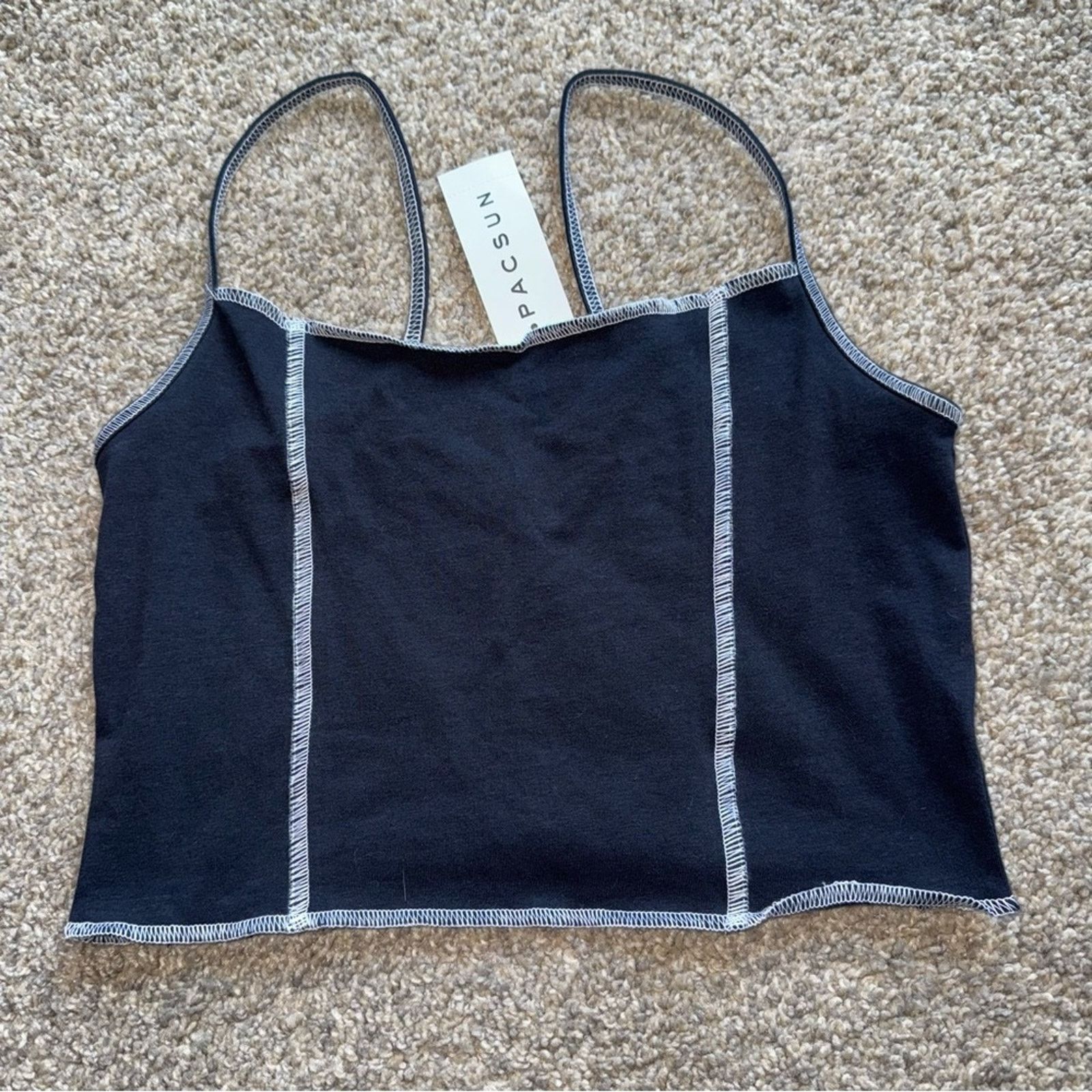 Pacsun NWT! PacSun - Black Tank Top with White Stitching - Medium Size M / US 6-8 / IT 42-44 - 1 Thumbnail