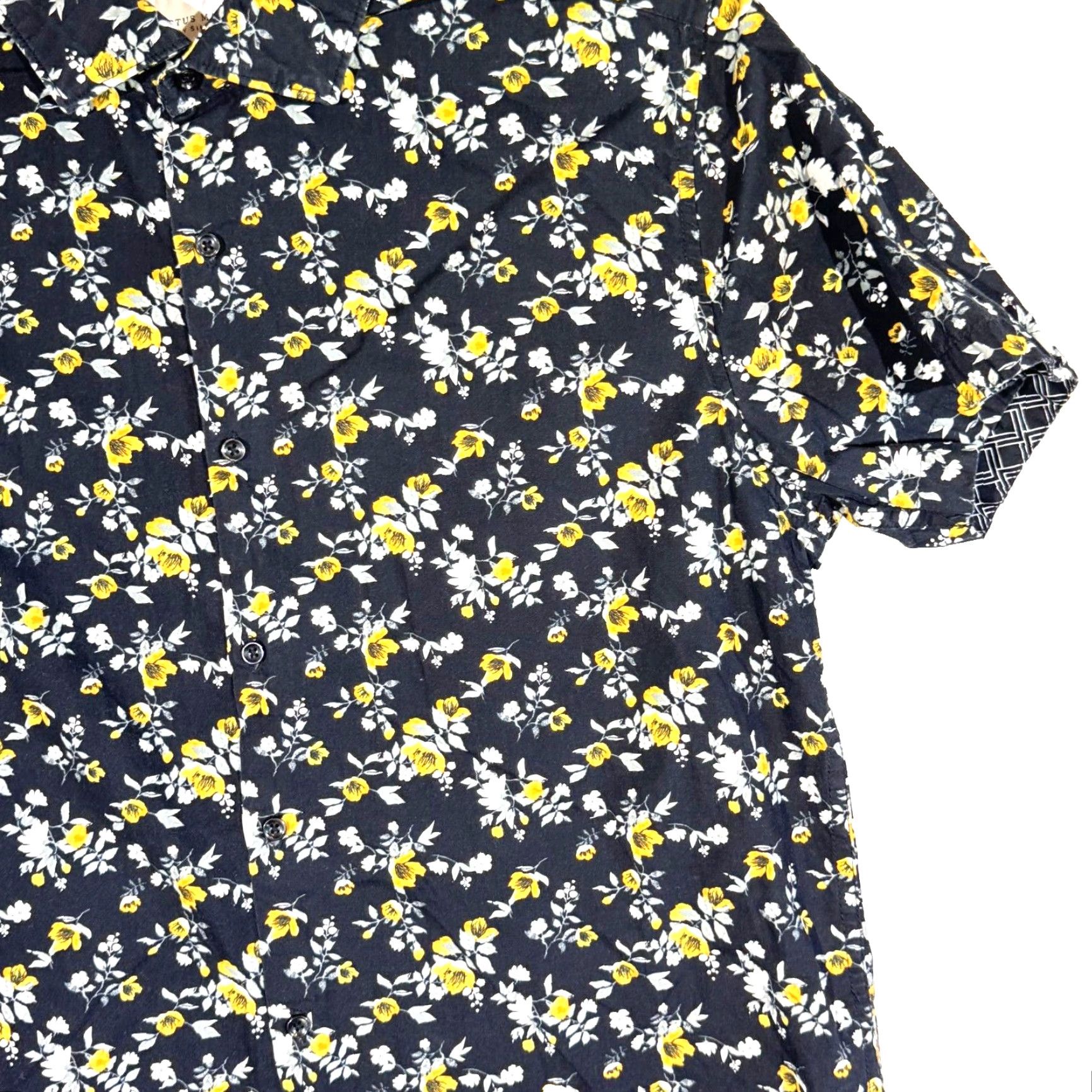 Vintage Cactus Man Black Floral 100% Cotton Short Sleeve Button-Up Shirt Men M Size US M / EU 48-50 / 2 - 5 Thumbnail