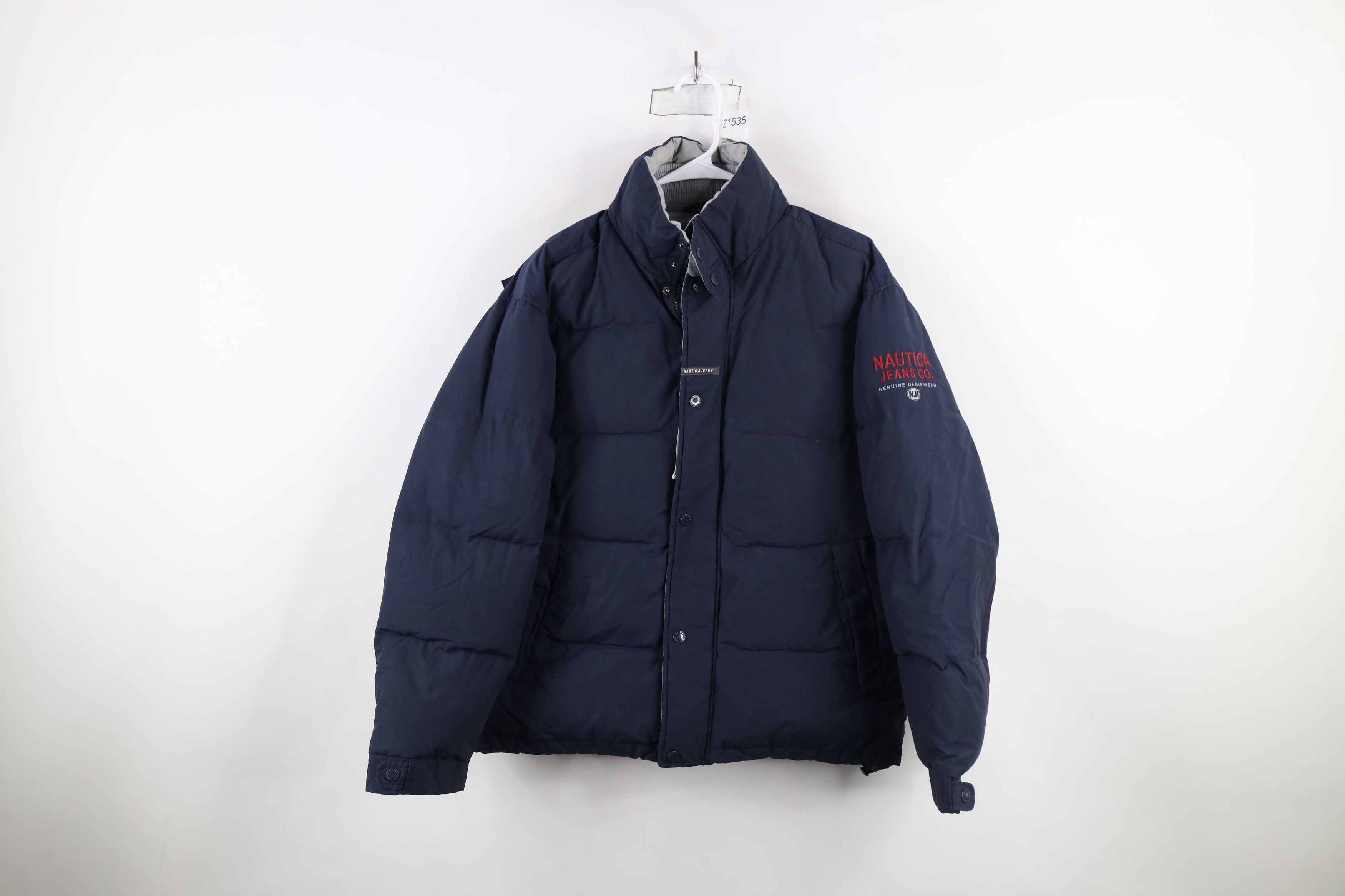 Nautica × Vintage Vintage 90s Nautica Duck Down Fill Hooded Puffer Jacket Blue Size US S / EU 44-46 / 1 - 1 Thumbnail