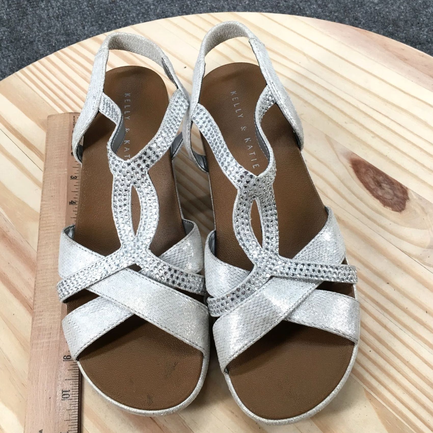 Vintage Kelly & Katie Sandals Calasy Strappy Wedge Beige Fabric Slip On Womens 8 M Shoes Size US 8 / IT 38 - 6 Thumbnail