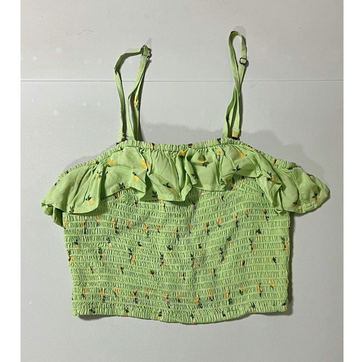 Hollister Hollister Green Lemons Floral Ruffle Crop Top Shirt Size S🍋✨ Size S / US 4 / IT 40 - 1 Thumbnail