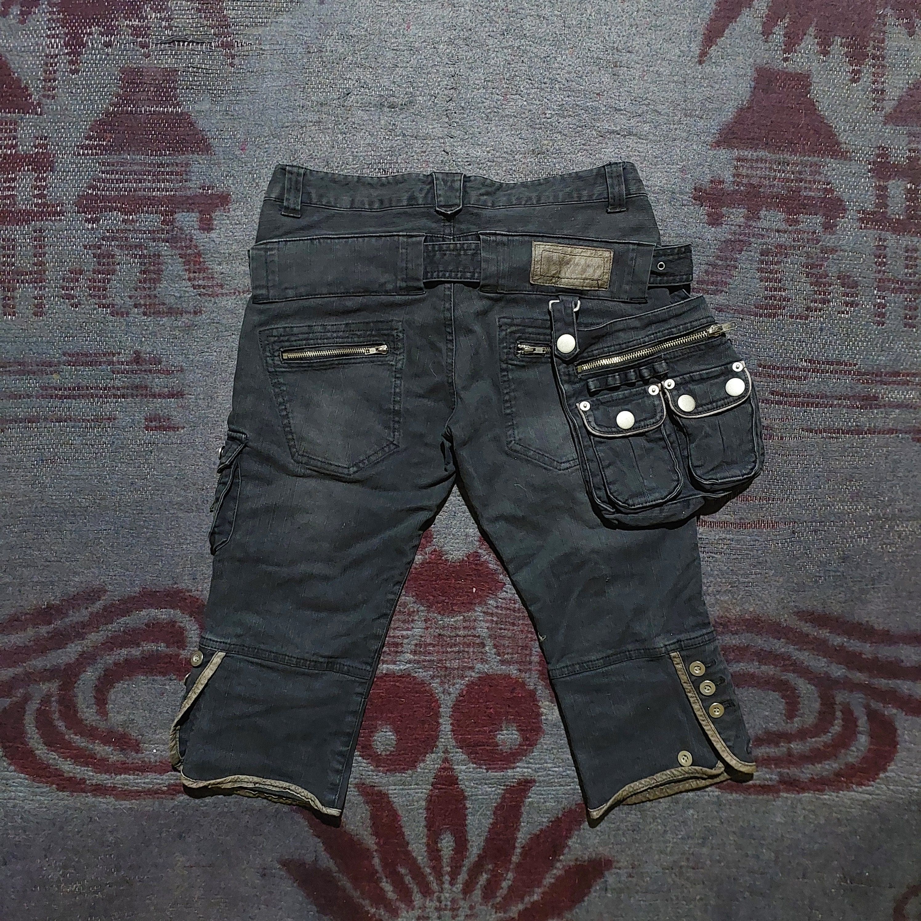 Tornado Mart Y2k black japanese bondage cargo short belt pouch Size US 29 - 2 Thumbnail