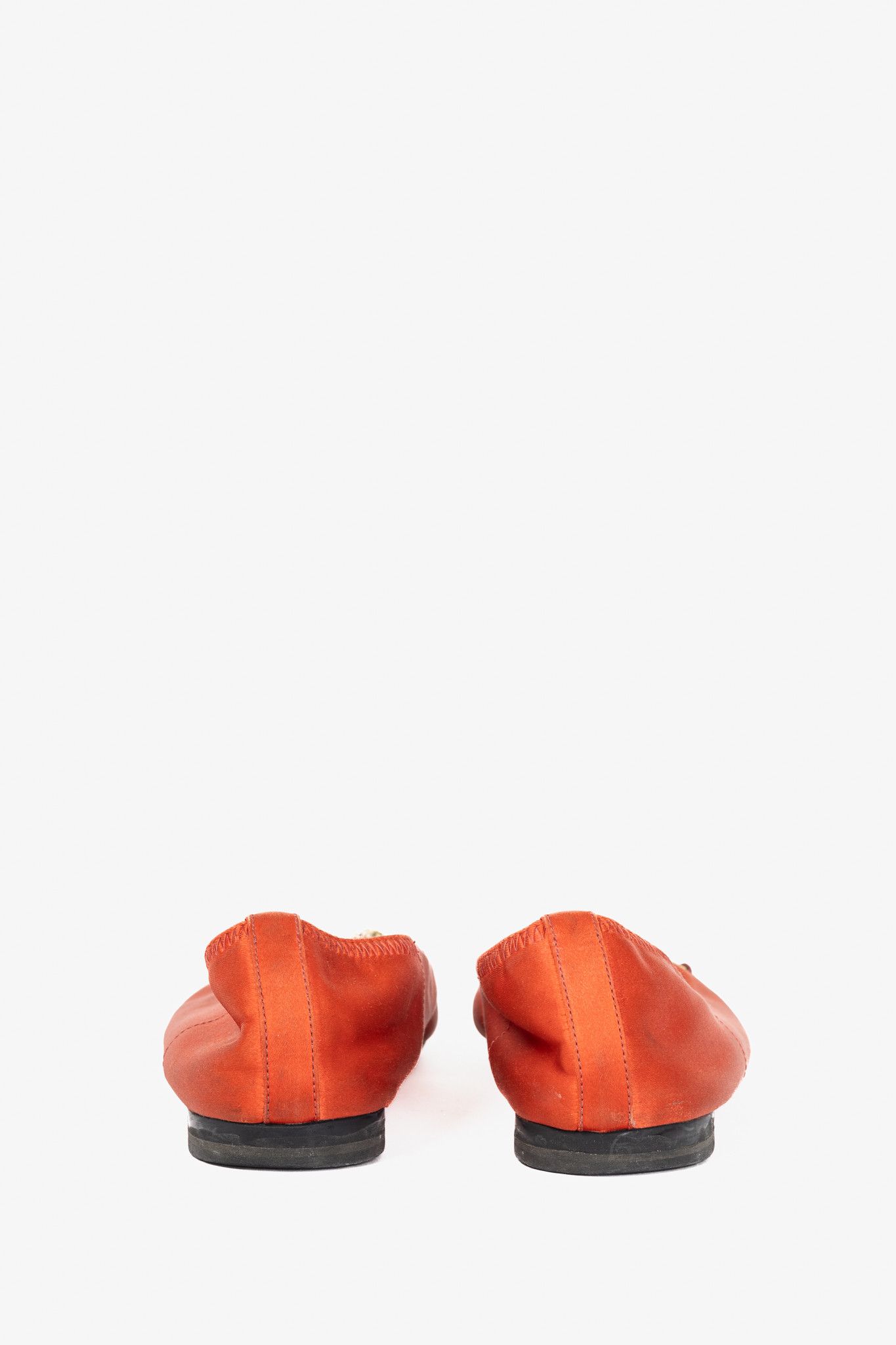 Gucci Gucci Orange Satin Crystal-Horsebit Ballet Flats Size US 8.5 / IT 38.5 - 4 Thumbnail