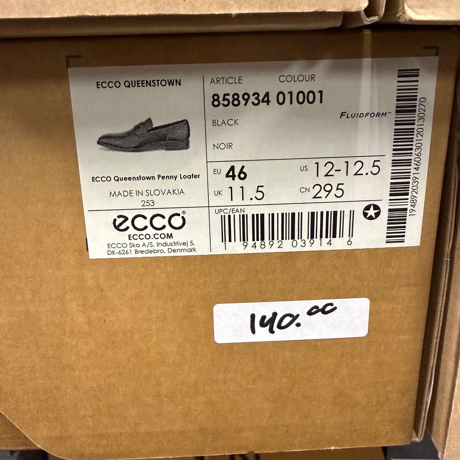 Ecco ECCO MEN'S 46 QUEENSTOWN GENUINE LEATHER BLACK PENNY LOAFER Size US 12 / EU 45 - 10 Thumbnail