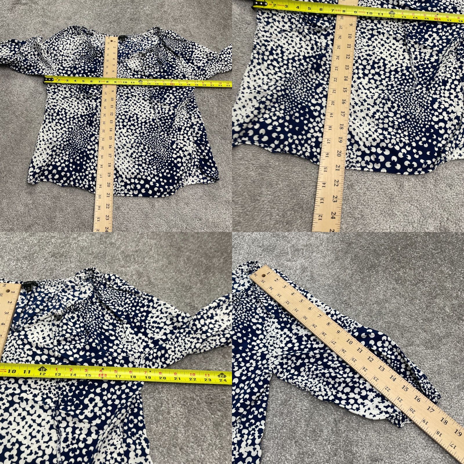 Talbots Talbots Blouse Shirt Women Petite Tunic Blue White Floral Knit Rayon Long Sleeve V-Neck Tie Casual Size M / US 6-8 / IT 42-44 - 8 Thumbnail