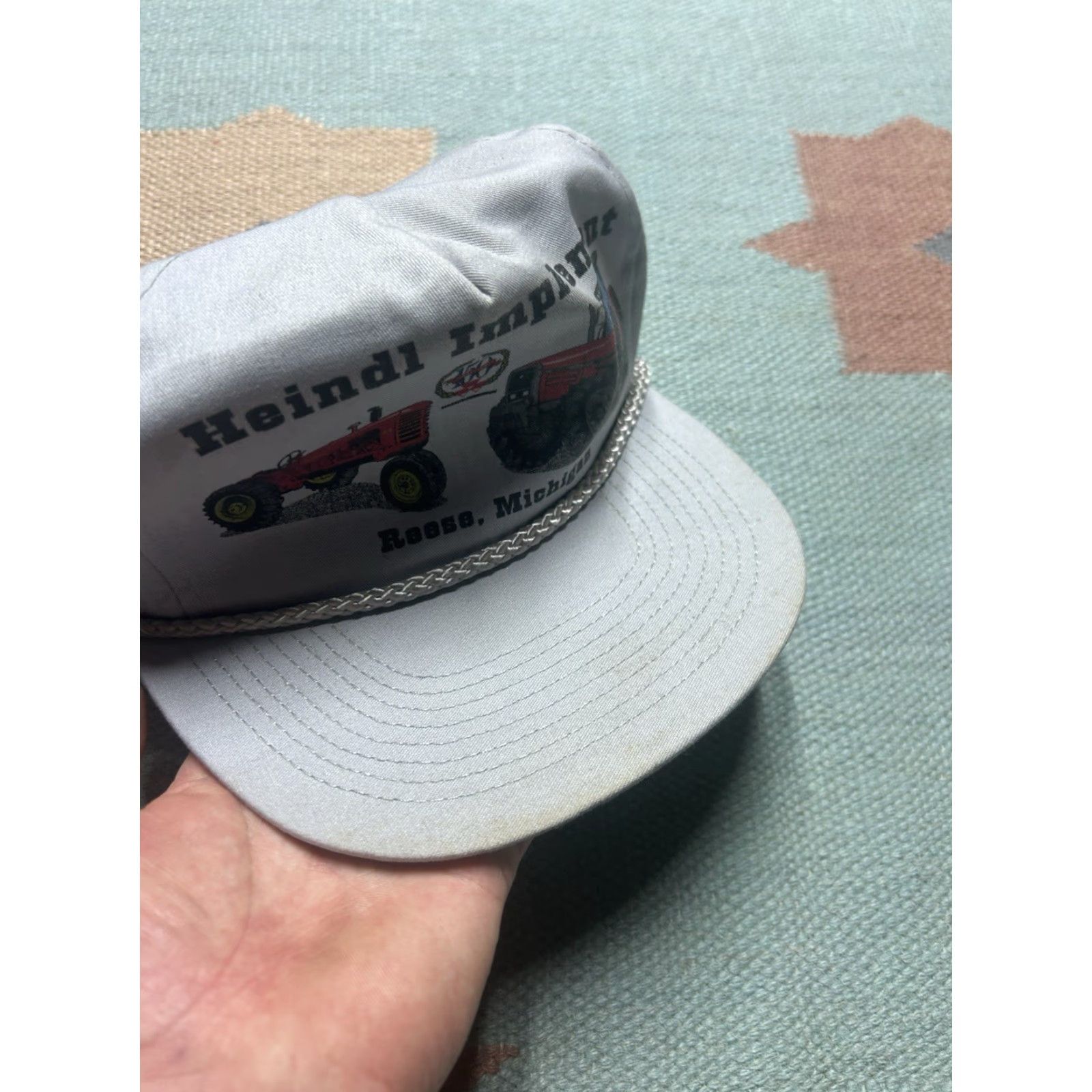 Vintage VINTAGE Unbranded snapback hat cap Heindl implement Michigan tractor gray farm adjustable Hat Mens Gray Tractor 90s Size ONE SIZE - 4 Thumbnail
