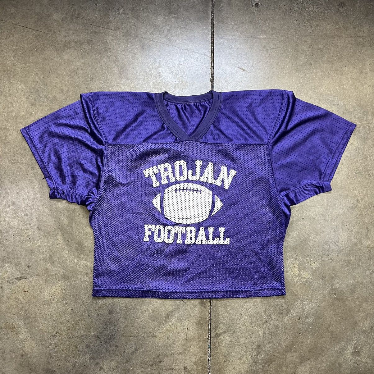 Russell Athletic × Vintage Vintage 90s Y2K Trojans Football Cropped Mesh Jersey Boxy Size US L / EU 52-54 / 3 - 1 Thumbnail
