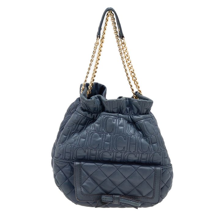 Carolina Herrera CAROLINA HERRERA Blue Quilted Leather Bucket Bag | Grailed