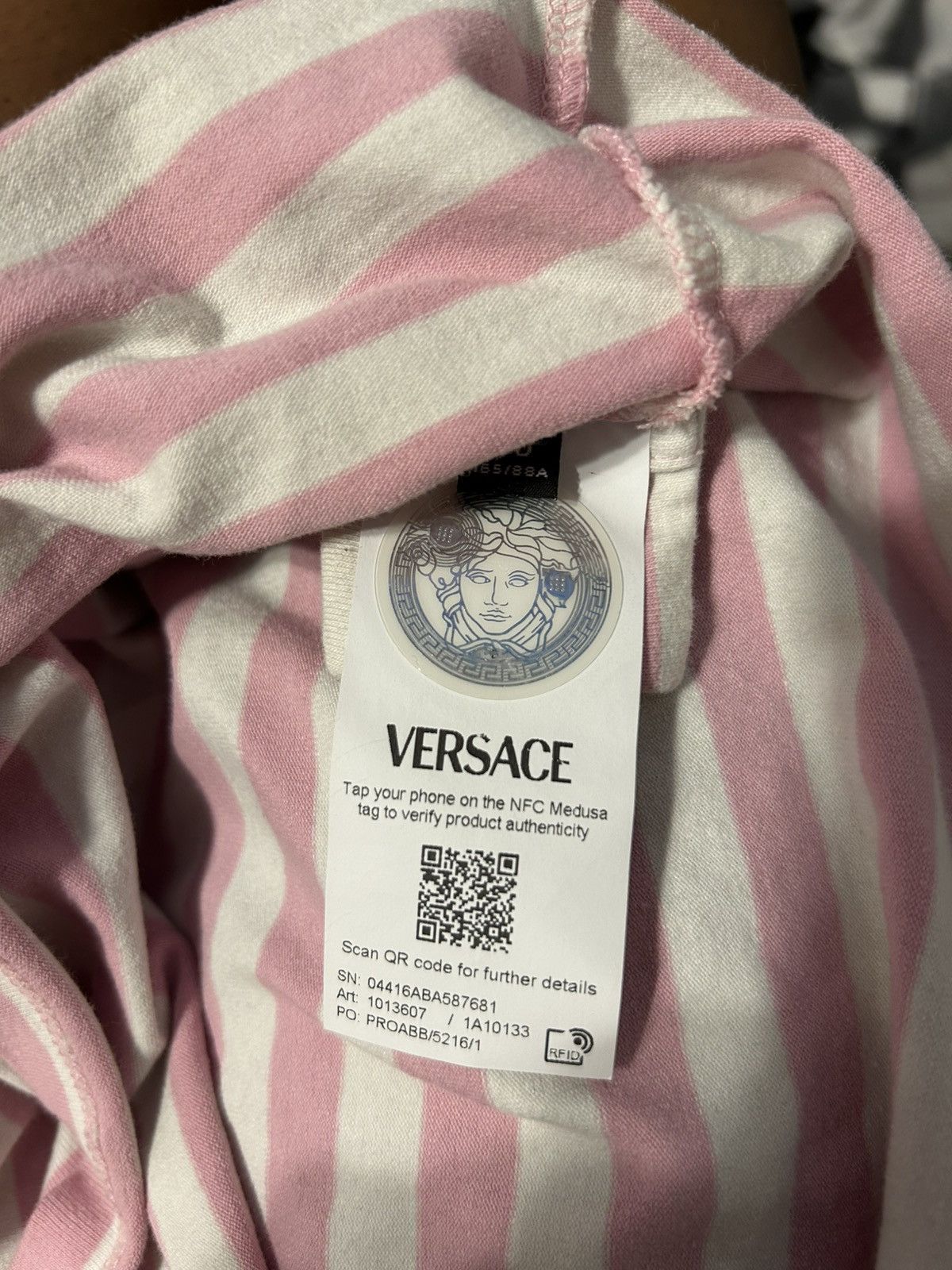 Versace versace milano logo-embroidered striped T-shirt Size S / US 4 / IT 40 - 5 Thumbnail
