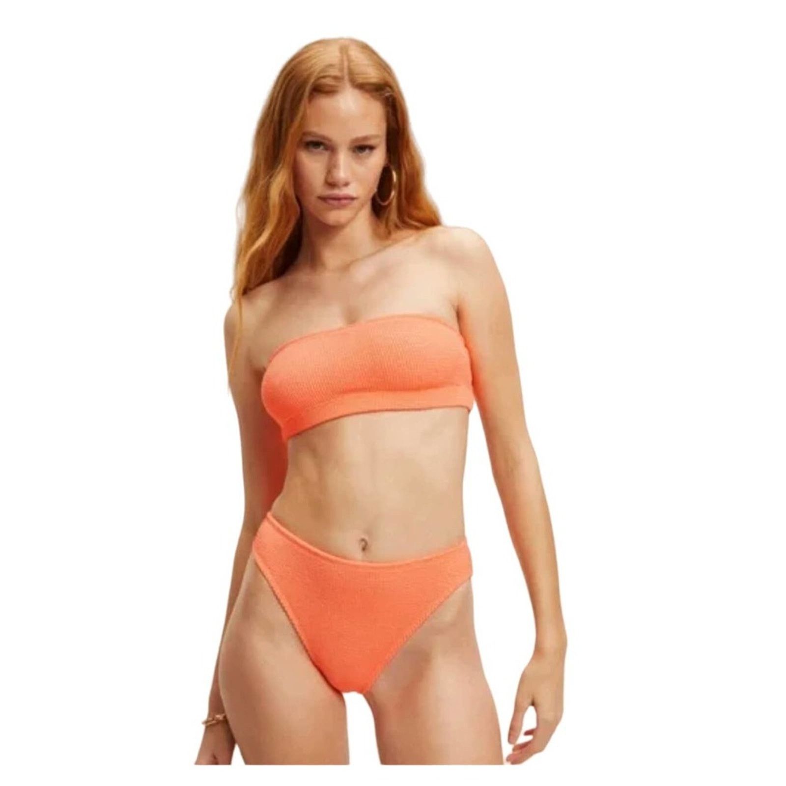 Good American Good American Orange Crinkle Basic Bandeau Bikini 1/2 S/M Size ONE SIZE - 1 Thumbnail