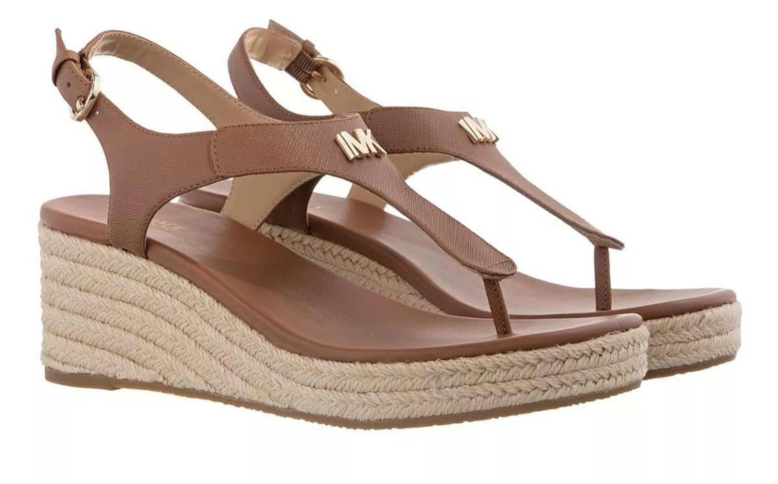 Michael Kors Michael Kors Laney Thong Luggage Leather T-Strap Espadrille Size US 7 / IT 37 - 1 Thumbnail