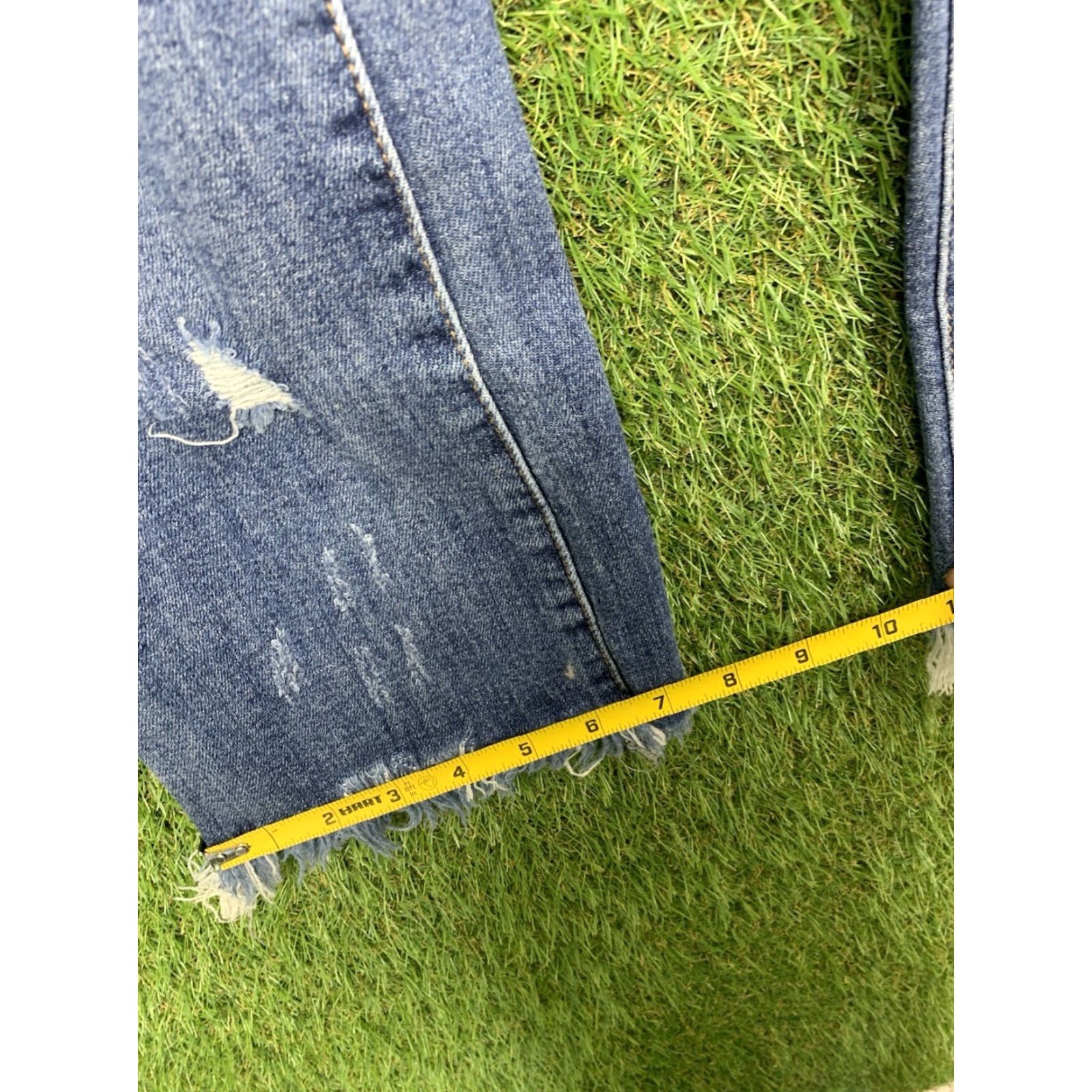 Vintage Risen Jeans Women's 7 Distressed Flare High Rise Blue Denim Casual Stretch Size 28" / US 6 / IT 42 - 5 Thumbnail