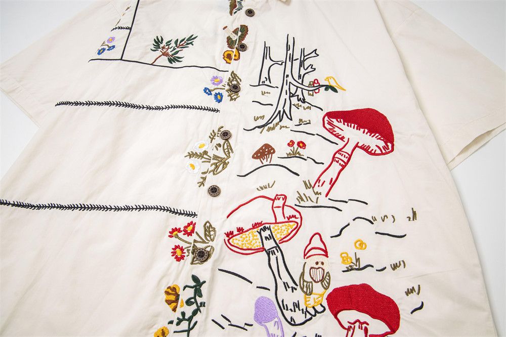 Japanese Brand × Vintage Men's loose lapel fun embroidered cartoon casual shirt Size US M / EU 48-50 / 2 - 3 Thumbnail