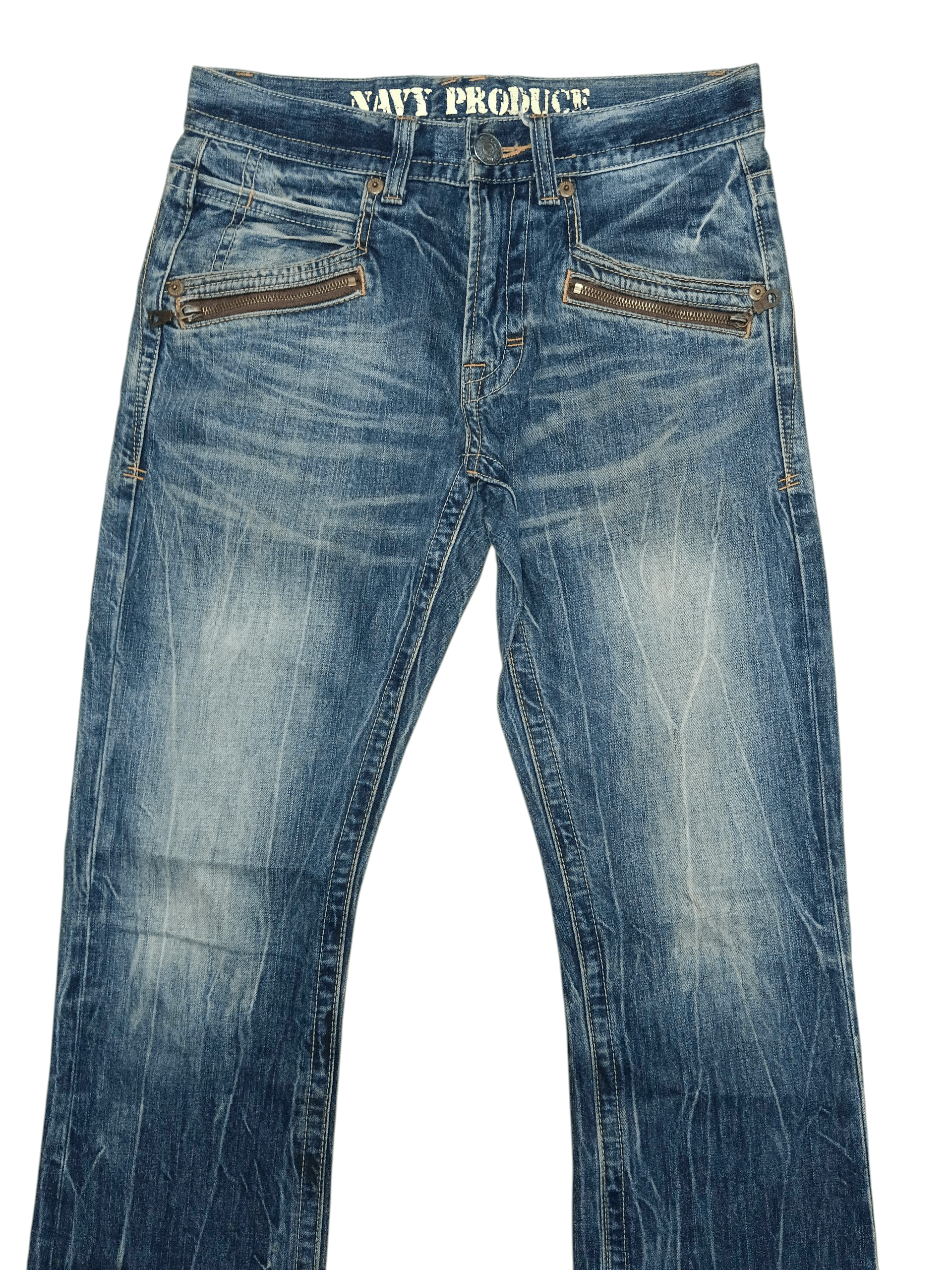 Naval Clothing Factory Navi Produce Thunder Whiskers Stone Wash Flare Denim Size US 31 - 2 Thumbnail
