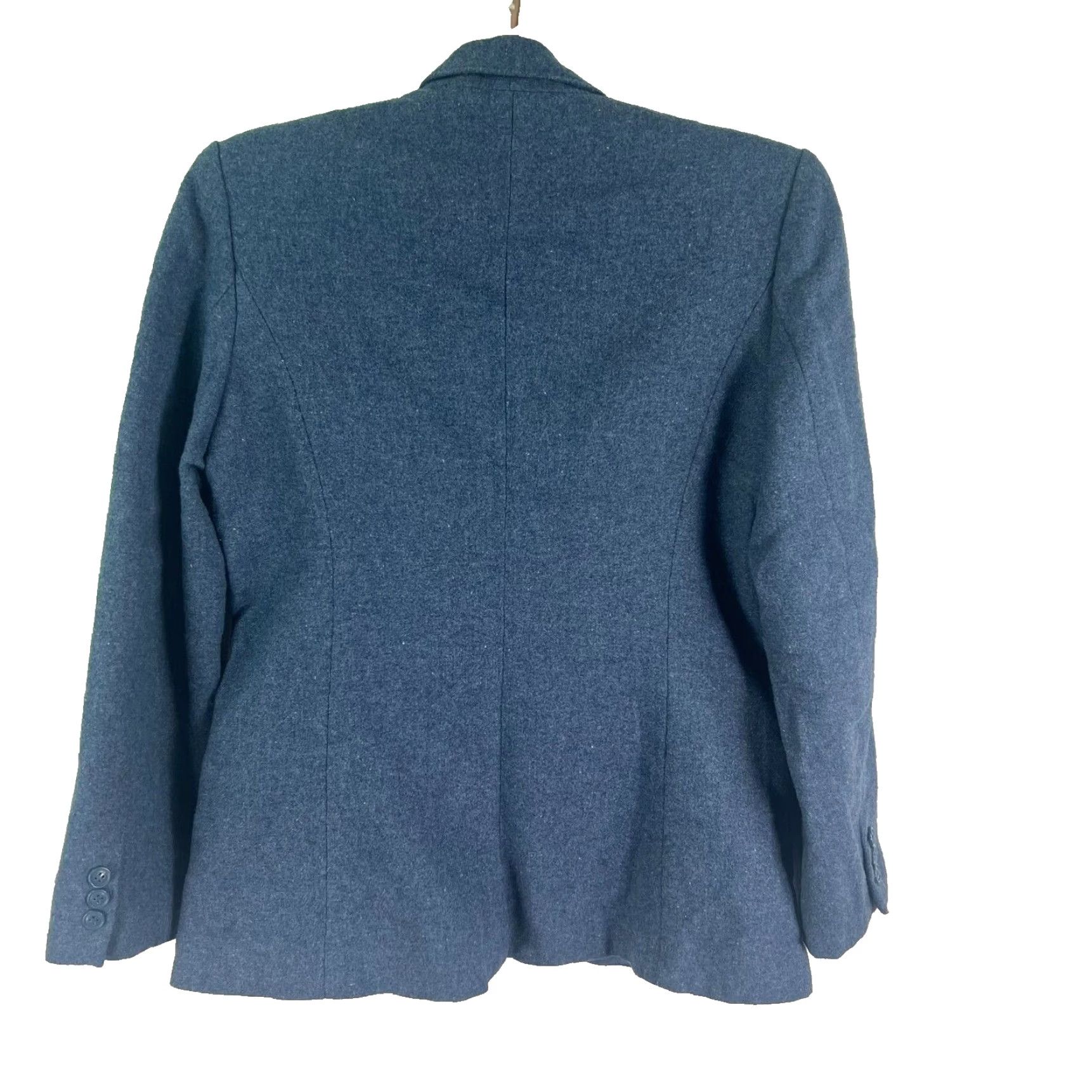 Vintage Michel Laurent Blazer Jacket Women Blue Wool Blend Size 9 Notch Lapel Single-Breasted Three-Button Dress Tailored Oversized Size M / US 6-8 / IT 42-44 - 2 Thumbnail