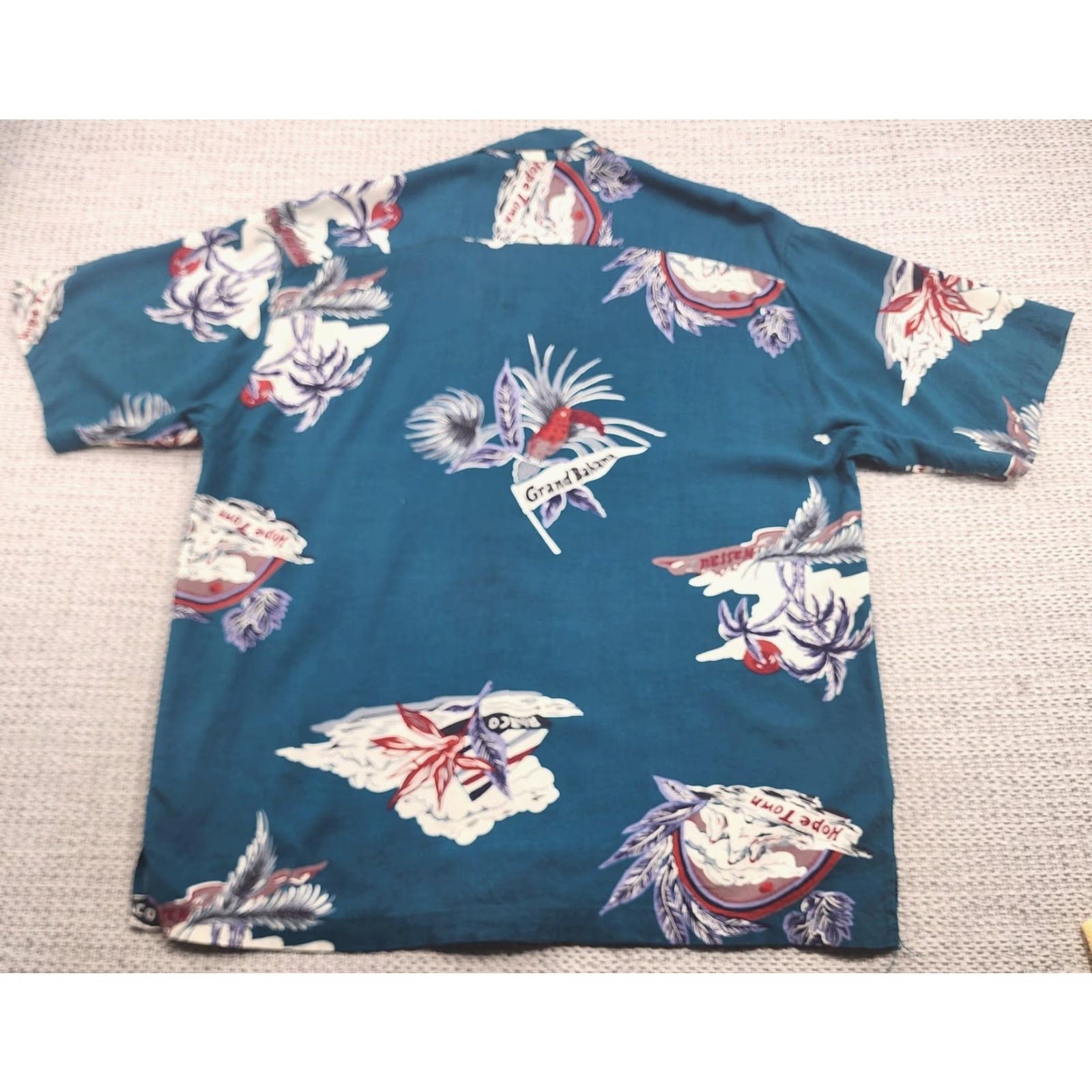 Tommy Bahama VINTAGE Tommy Bahama Shirt Mens Large Teal Hawaiian Aloha Parrot Print Camp Button Up Shirt Mens Large Blue Tropical Floral Short Sleeve Size US L / EU 52-54 / 3 - 7 Thumbnail