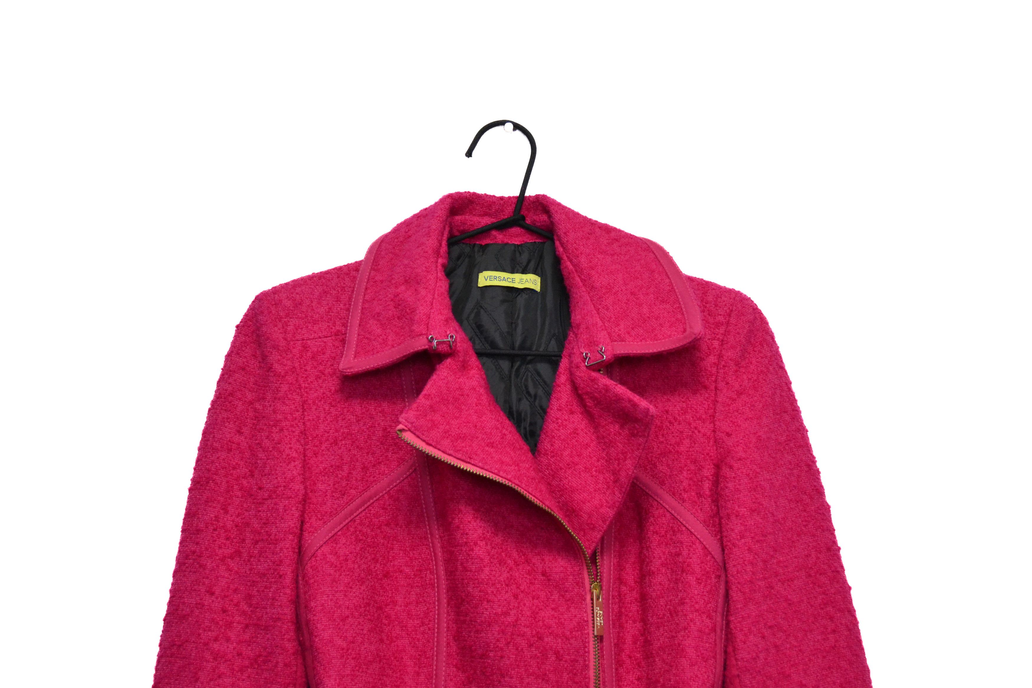 Versace Versace Jeans Virgin Wool Cotton Pink Belted Women’s Coat Size XS / US 0-2 / IT 36-38 - 2 Thumbnail