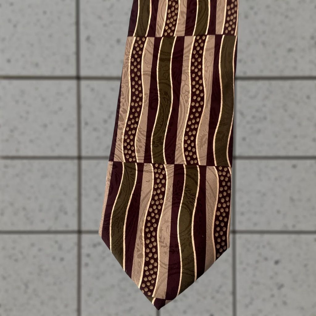 Vintage VINTAGE Clubfellow Italy Silk Necktie MCM Wavey Stripe Earth Psychedelic Geometric 4x60 Neck Tie Men Size ONE SIZE - 1 Thumbnail