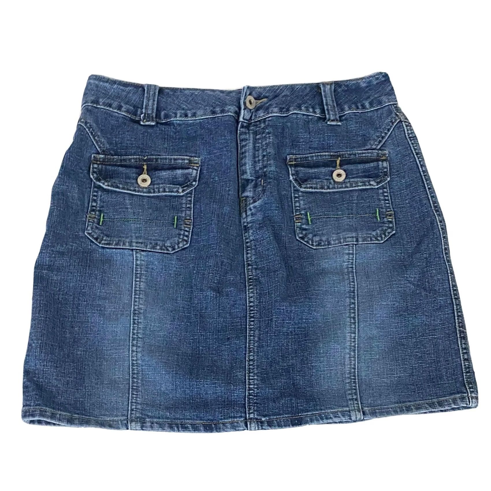 Vintage VINTAGE Carolina Blues Denim Skirt Pencil Button Flap Pockets Sz 8 Womens Short Straight & Pencil Blue 80s 90s? Size 30" / US 8 / IT 44 - 2 Thumbnail