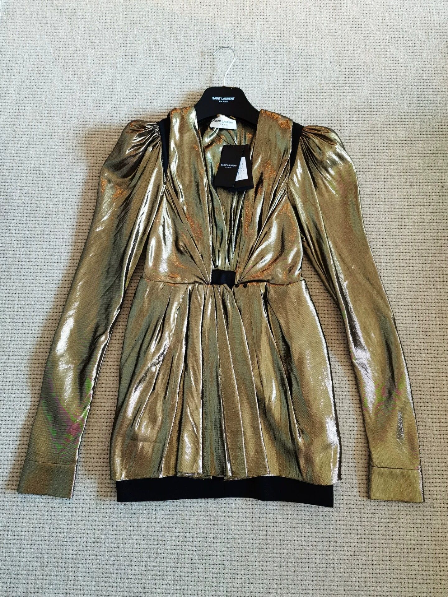 Saint Laurent Paris Saint Laurent Paris Show off gold thread dress ...