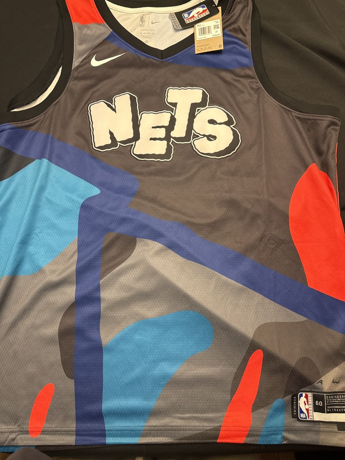 Nike *NEW*Size 60 City Edition Nets Jersey 3XL/2XL Size US XXL / EU 58 / 5 - 1 Thumbnail