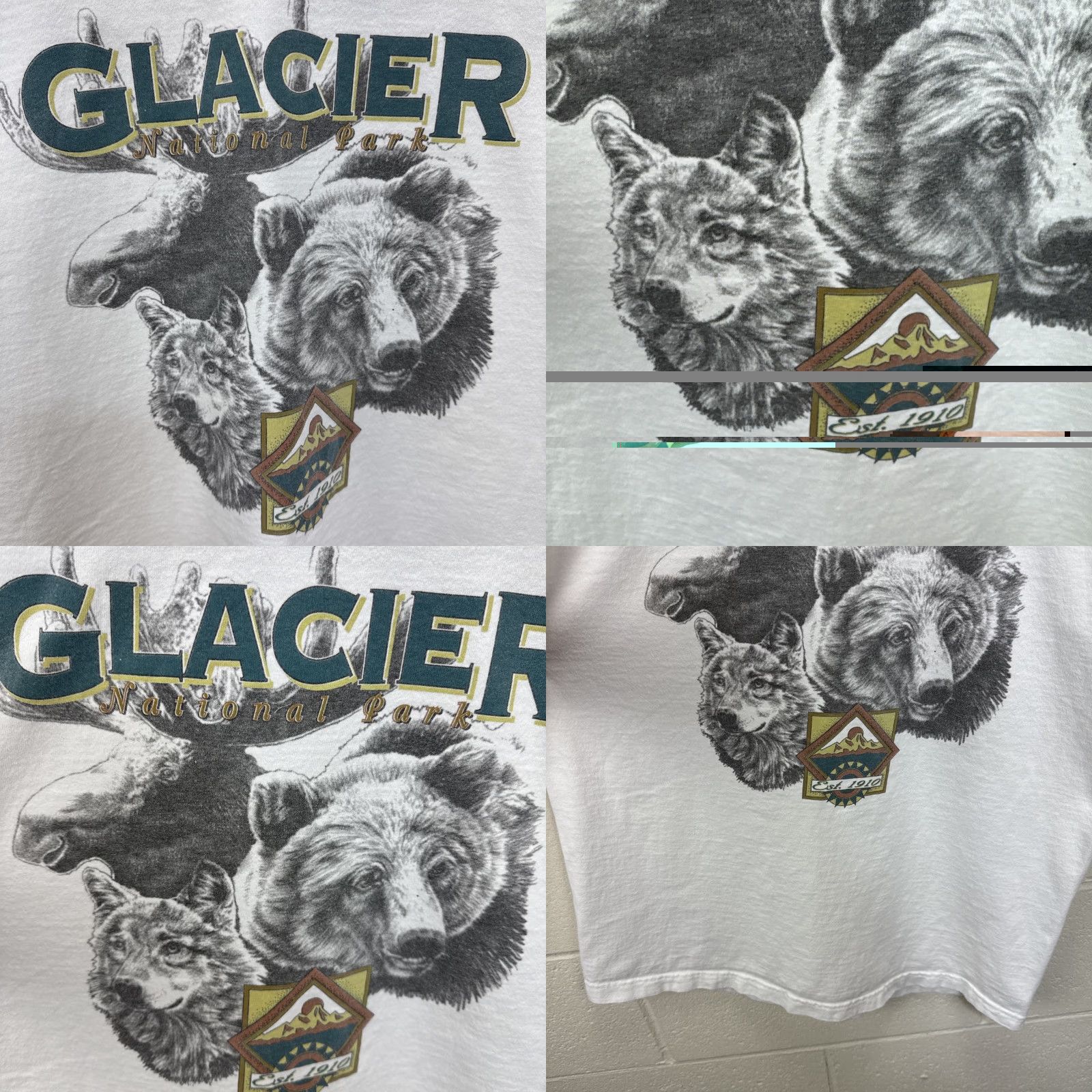Vintage VINTAGE Montana Glacier National Forest T Shirt Large White Cotton Logo Animals 90s Mens Size US L / EU 52-54 / 3 - 8 Thumbnail