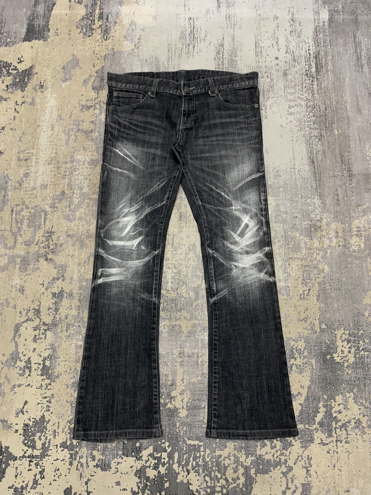 image of 14Th Addiction x If Six Was Nine Tornado Mart Slim Flare Bleach Jeans, Men's (Size 33)