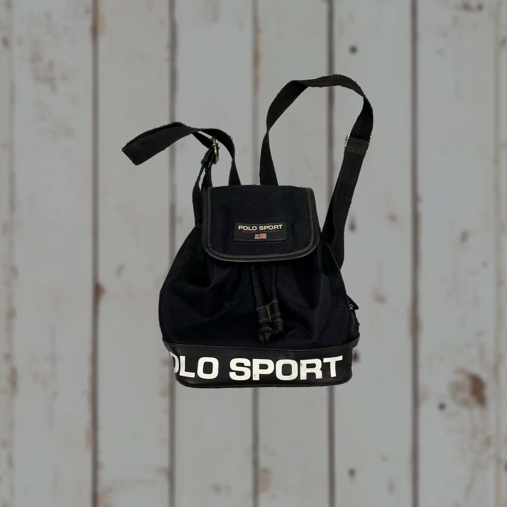 Vintage VINTAGE Polo Sport Ralph Lauren Black Bucket Backpack Bag Handbag Purse Size ONE SIZE - 1 Thumbnail