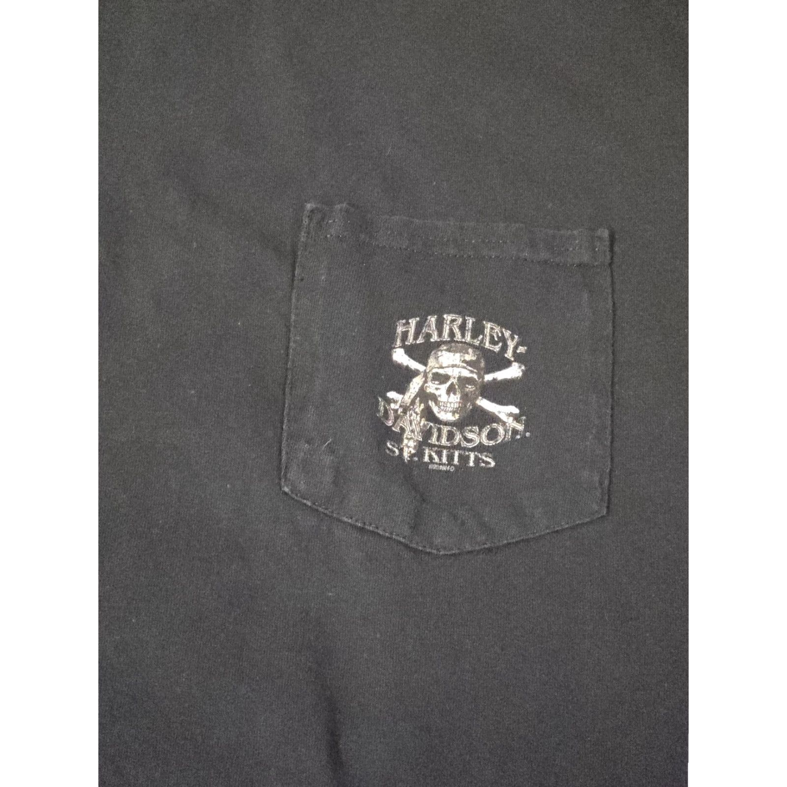 Harley Davidson VINTAGE Harley-Davidson Shirt Mens 2XL Black St Kitts Pirate Skull Crossbones Biker Tee Size US XXL / EU 58 / 5 - 2 Thumbnail