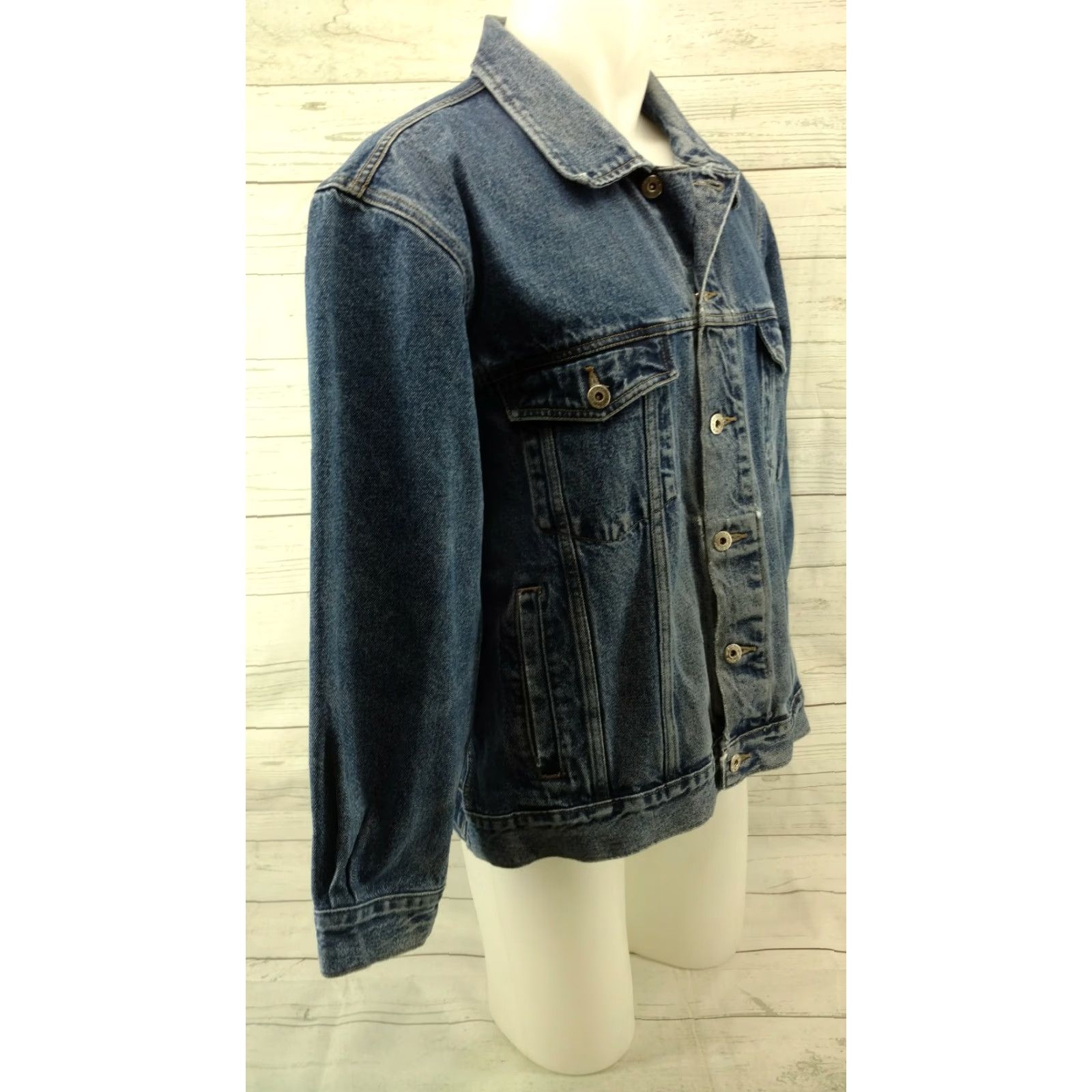 Wrangler VINTAGE Wrangler Hero Denim Jacket Distressed Jean Trucker Cowboy Men's XL Blue Denim Jacket with Metal Buttons Size US 36 / EU 52 - 4 Thumbnail