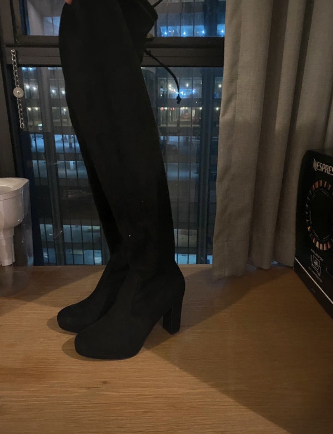 Nordstrom Overknees Boots Heels black Size US 6.5 / IT 36.5 - 1 Thumbnail