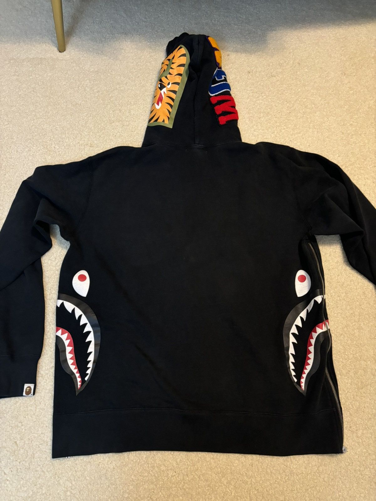 Bape A Bathing Ape Wide Side Zip Shark Pullover Hoodie Black Size US XXL / EU 58 / 5 - 9 Thumbnail