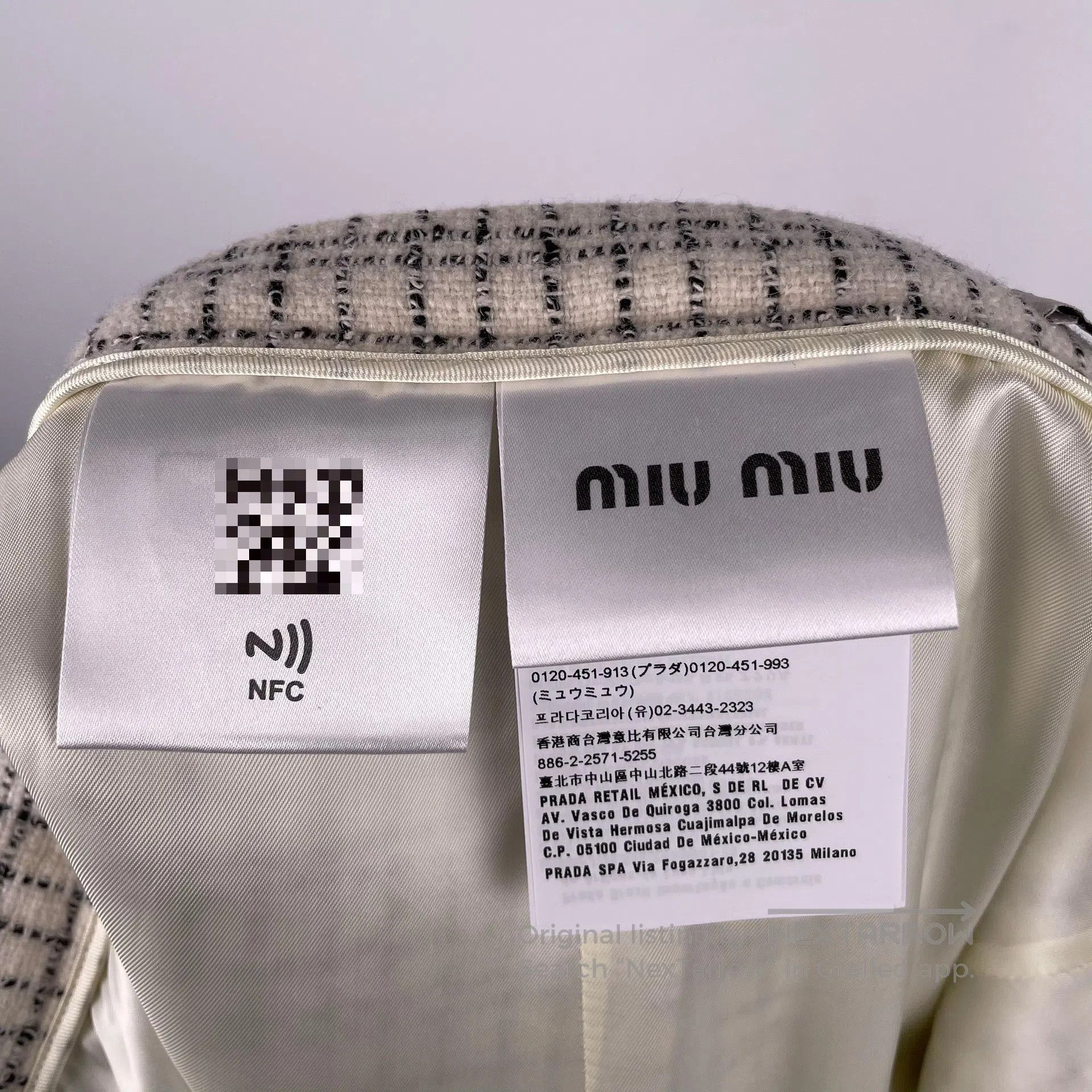 Miu Miu Miu Miu Ivory white tweed pearl button checkered short ski Size 37" - 6 Thumbnail