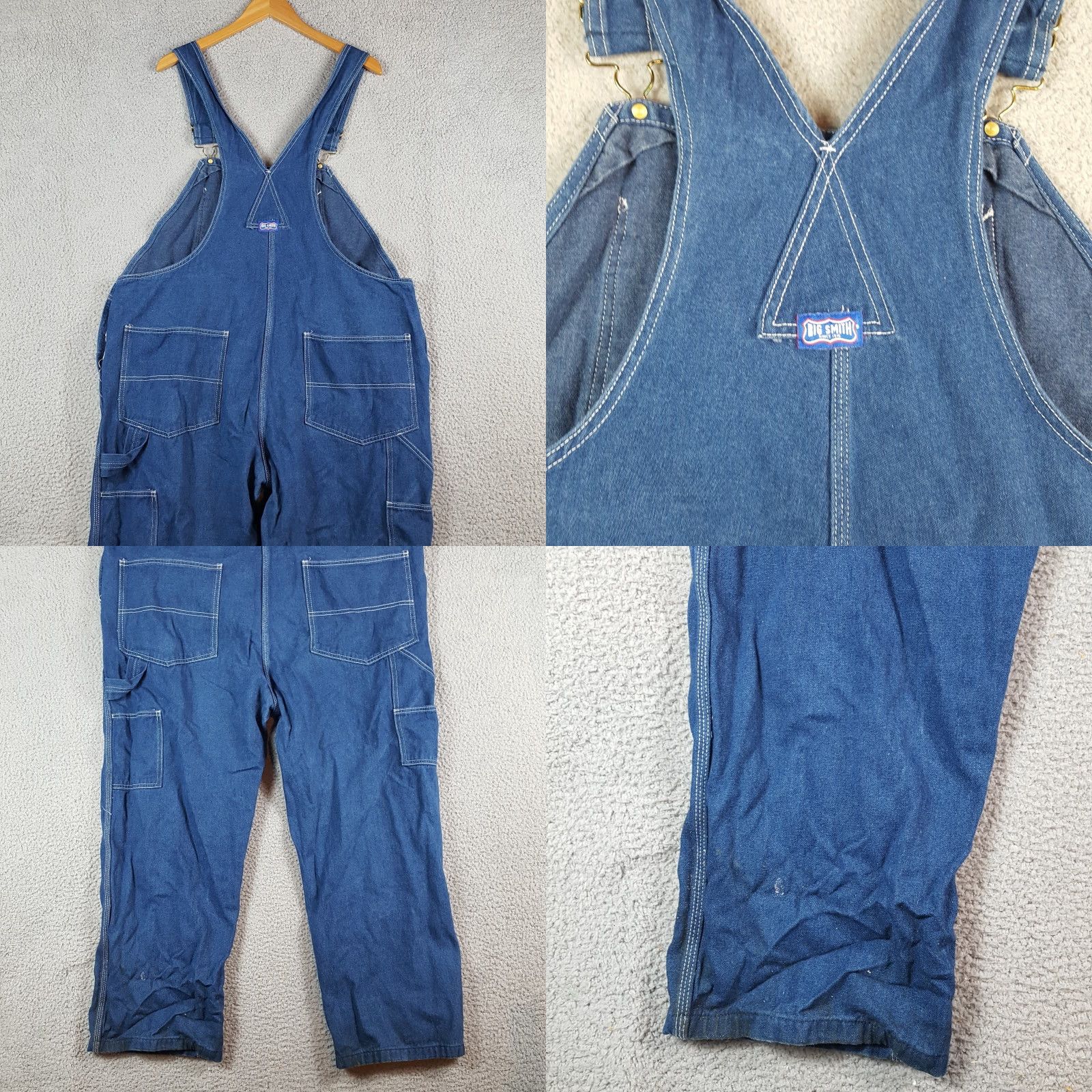 Vintage VINTAGE Big Smith Carpenter Bibs Jeans Denim Workwear 42 Mens 5-Pocket Design Blue Cotton Overalls Bibs 27in Inseam 80s 90s Retro Workwear Size US 42 / EU 58 - 9 Thumbnail
