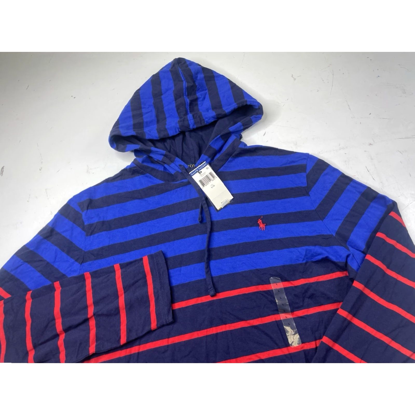 Polo Ralph Lauren **Red Striped Polo Ralph Lauren Men's Large Pullover Hoodie** User: **Blue Red Striped Polo Ralph Lauren Men's Large Pullover Hoodie** Size US L / EU 52-54 / 3 - 2 Thumbnail
