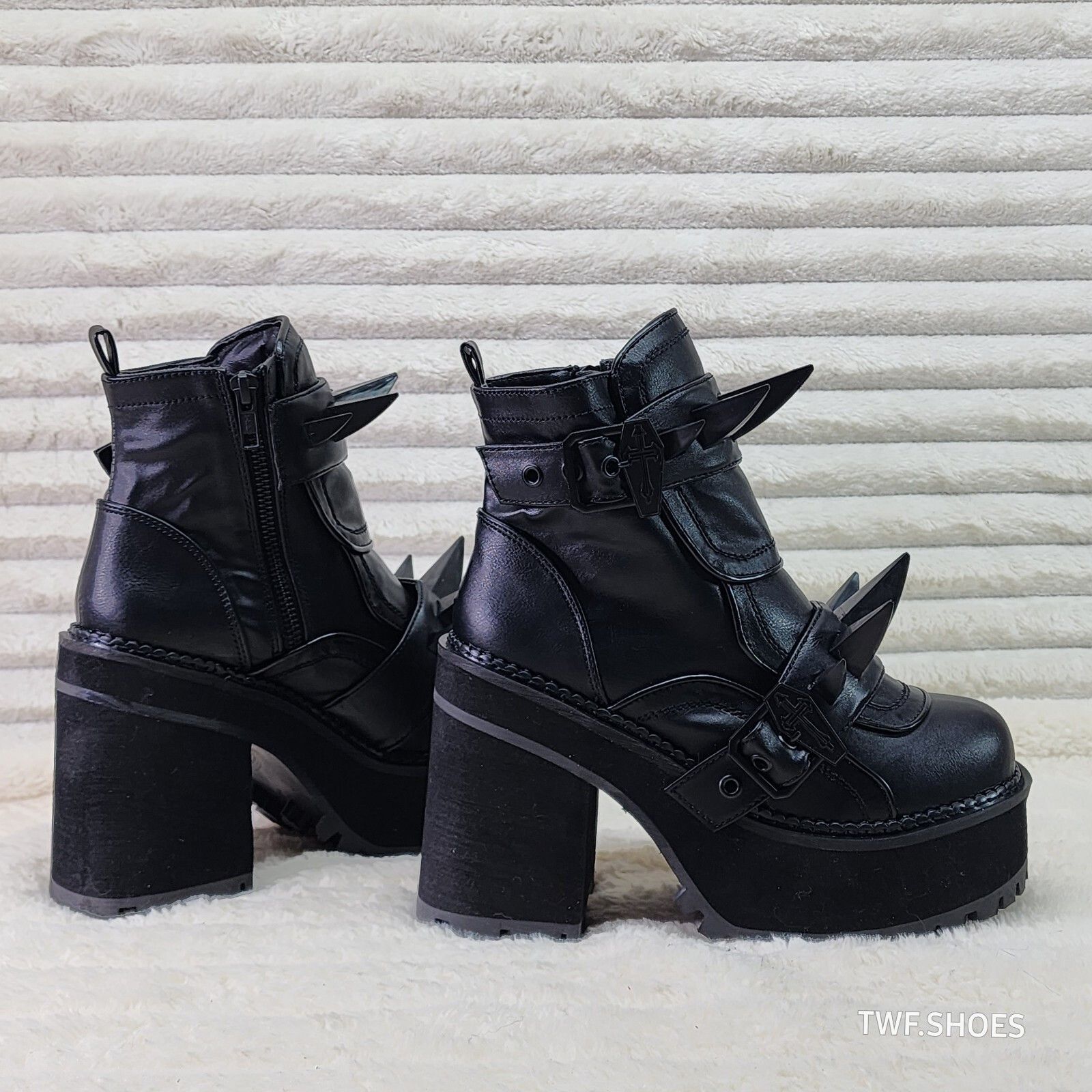 Demonia Cult Demonia Assault Black Matte Claw Spiked Platform Ankle Boots Size US 7 / IT 37 - 1 Thumbnail