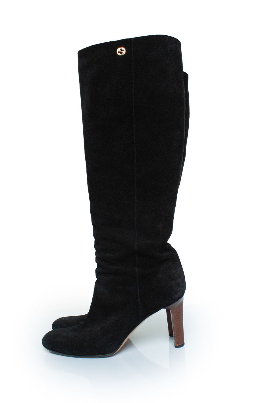 Gucci Gucci, Black suede knee boots with GG logo Size US 10 / IT 40 - 2 Thumbnail