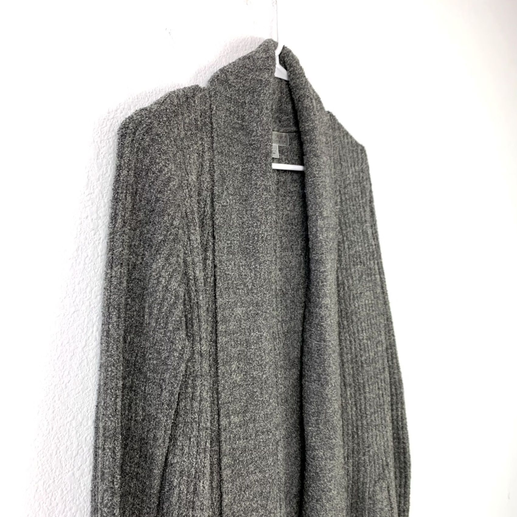 Vintage Barefoot Dreams Cardigan | Lightweight Open Front Knit | Dark Gray | Small | Women | Fall Winter Spring | Regular Fit Size S / US 4 / IT 40 - 2 Thumbnail