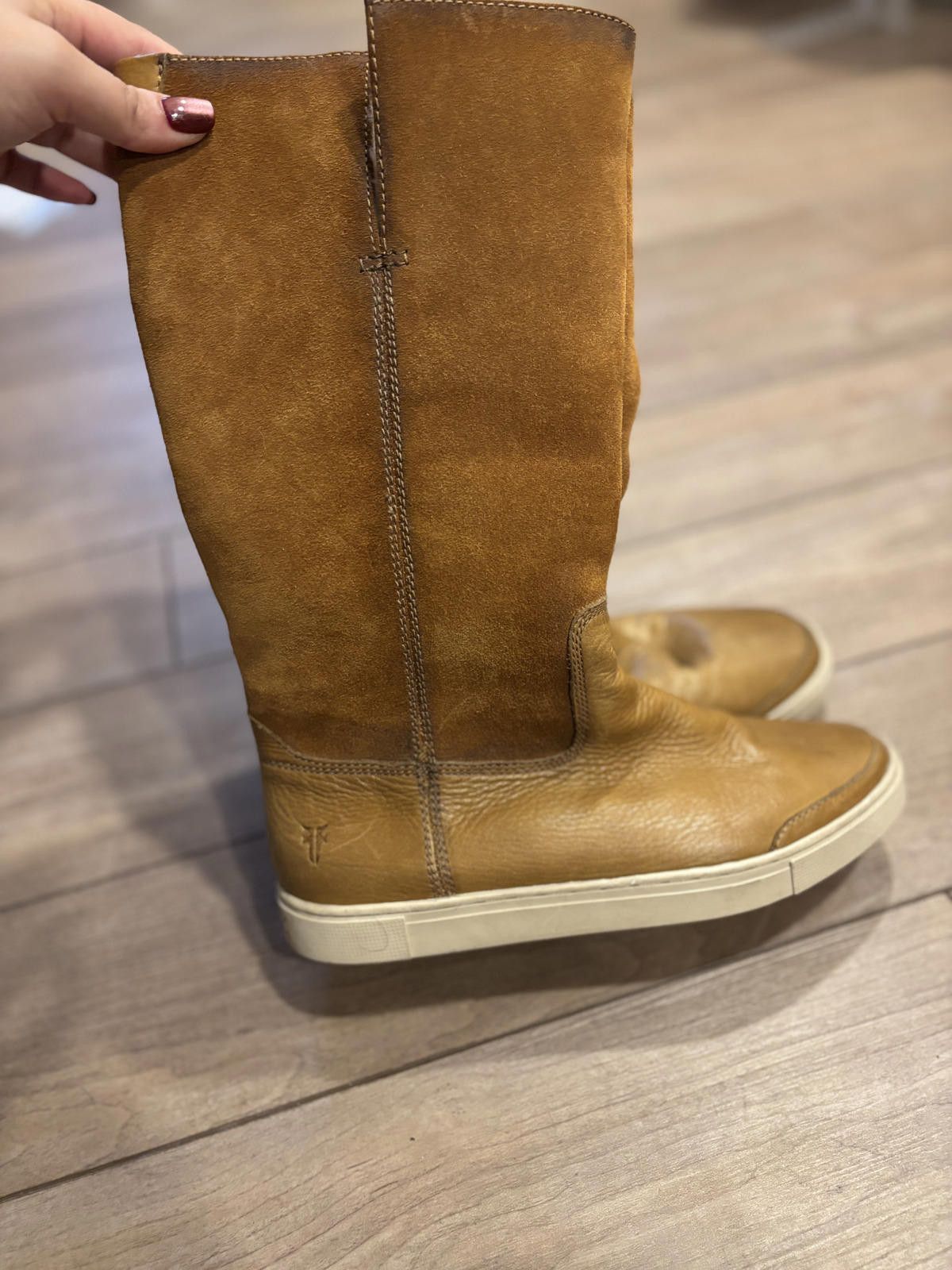 Frye Frye Women's Brown Leather and Suede Tall GEMMA Boots 6/6.5 Size US 6.5 / IT 36.5 - 5 Thumbnail