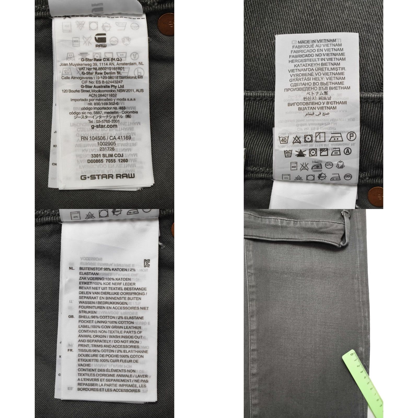 G-Star G-STAR 3301 Slim Jeans Men's W32/L32 Faded Whiskers Button Fly Grey Jeans Size US 32 / EU 48 - 8 Thumbnail