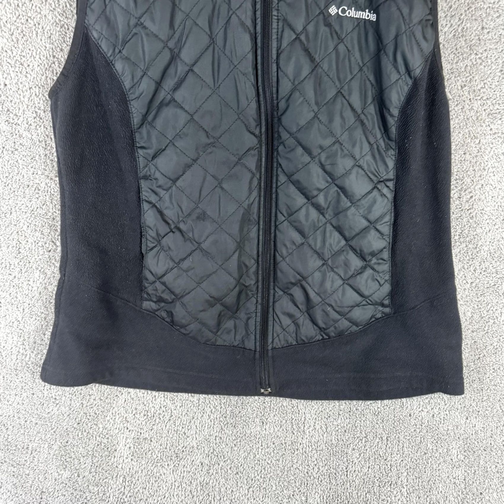 Vintage Columbia Vest Womens Large Black Quilted Hooded Fleece Thermal Insulated Zip Size L / US 10 / IT 46 - 2 Thumbnail