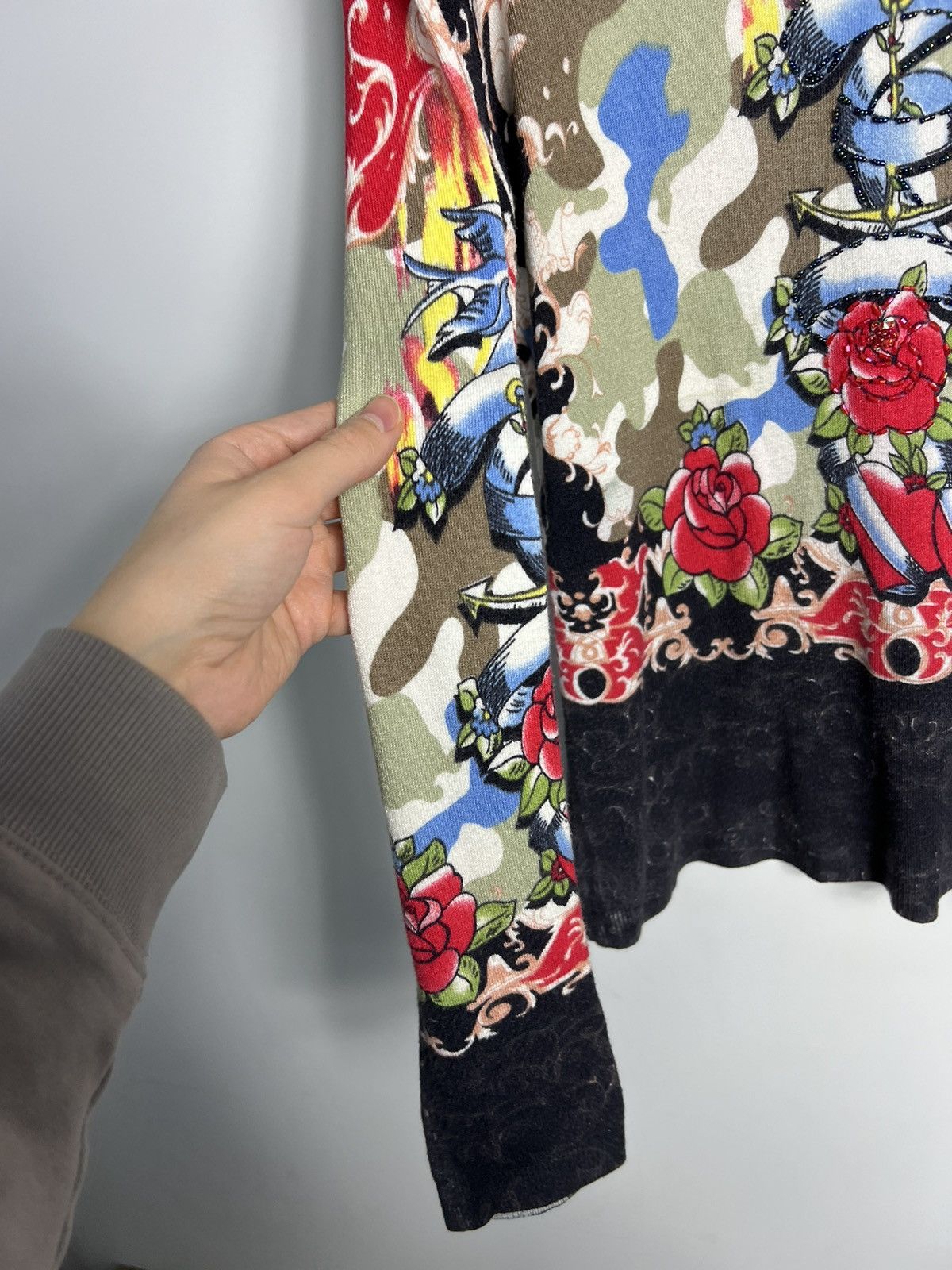 Ed Hardy × Vintage Sweater y2k heart flowers fire birds ed hardy Size S / US 4 / IT 40 - 3 Thumbnail