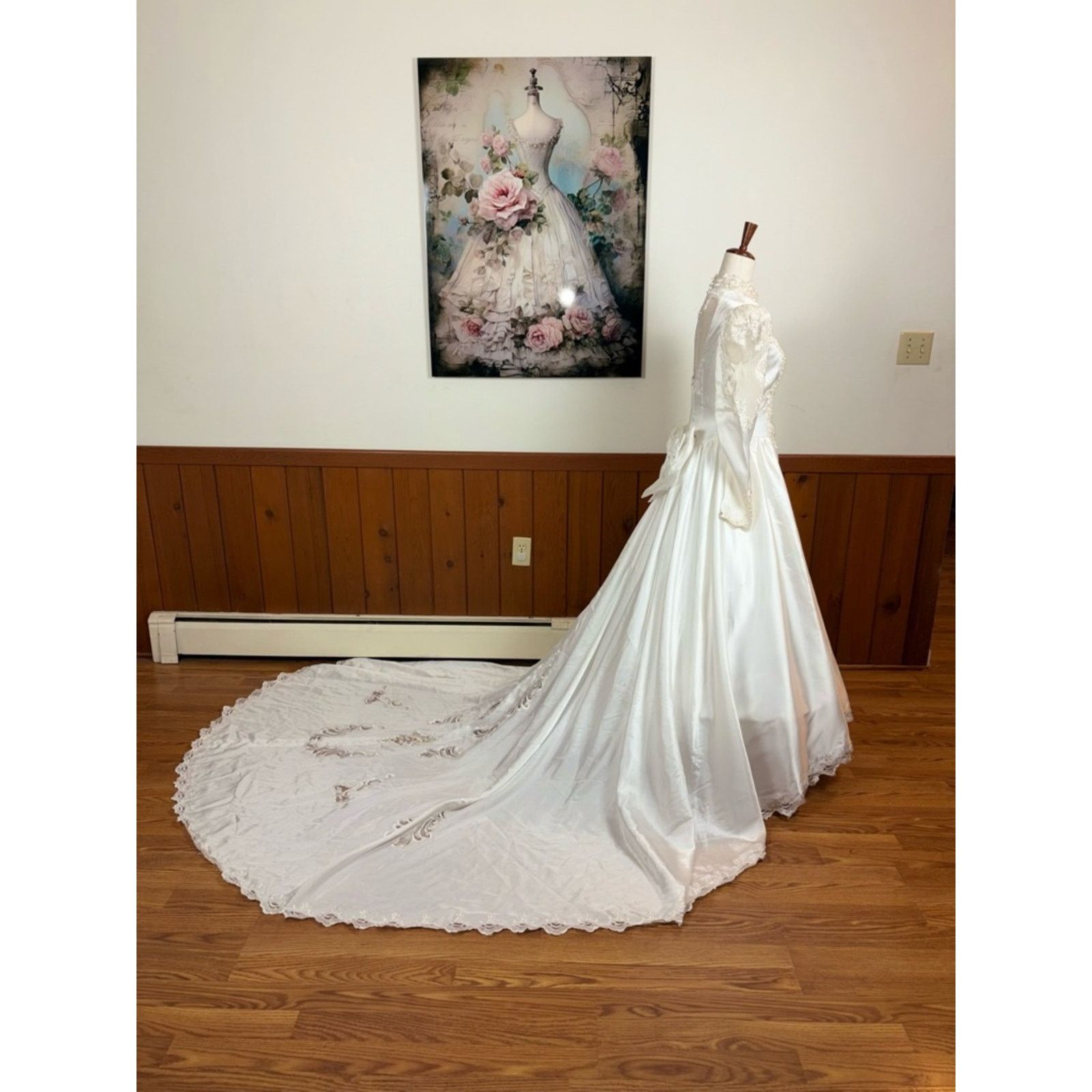 Other Beautiful Vintage 90s Alfred Angelo White Satin Wedding Gown Size L / US 10 / IT 46 - 3 Thumbnail