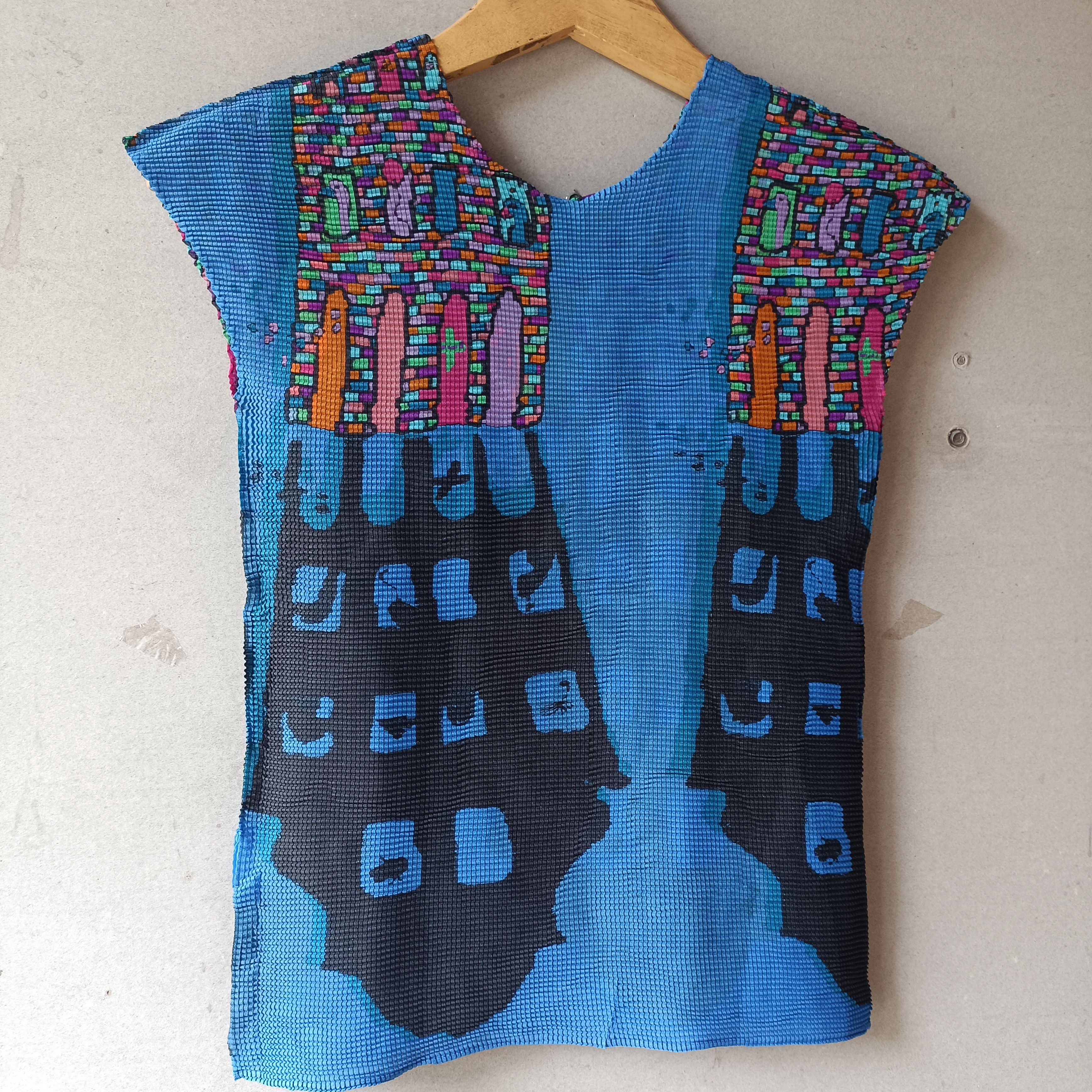 Issey Miyake ME ISSEY MIYAKE Cut and Sew Top Colorful Paint-Style Size XS / US 0-2 / IT 36-38 - 3 Thumbnail