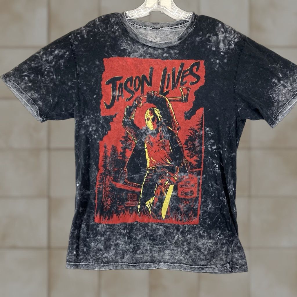 Affliction FRIDAY THE 13TH JASON LIVES Graphic Tee Mens Medium Black Acid Wash Size US M / EU 48-50 / 2 - 1 Thumbnail