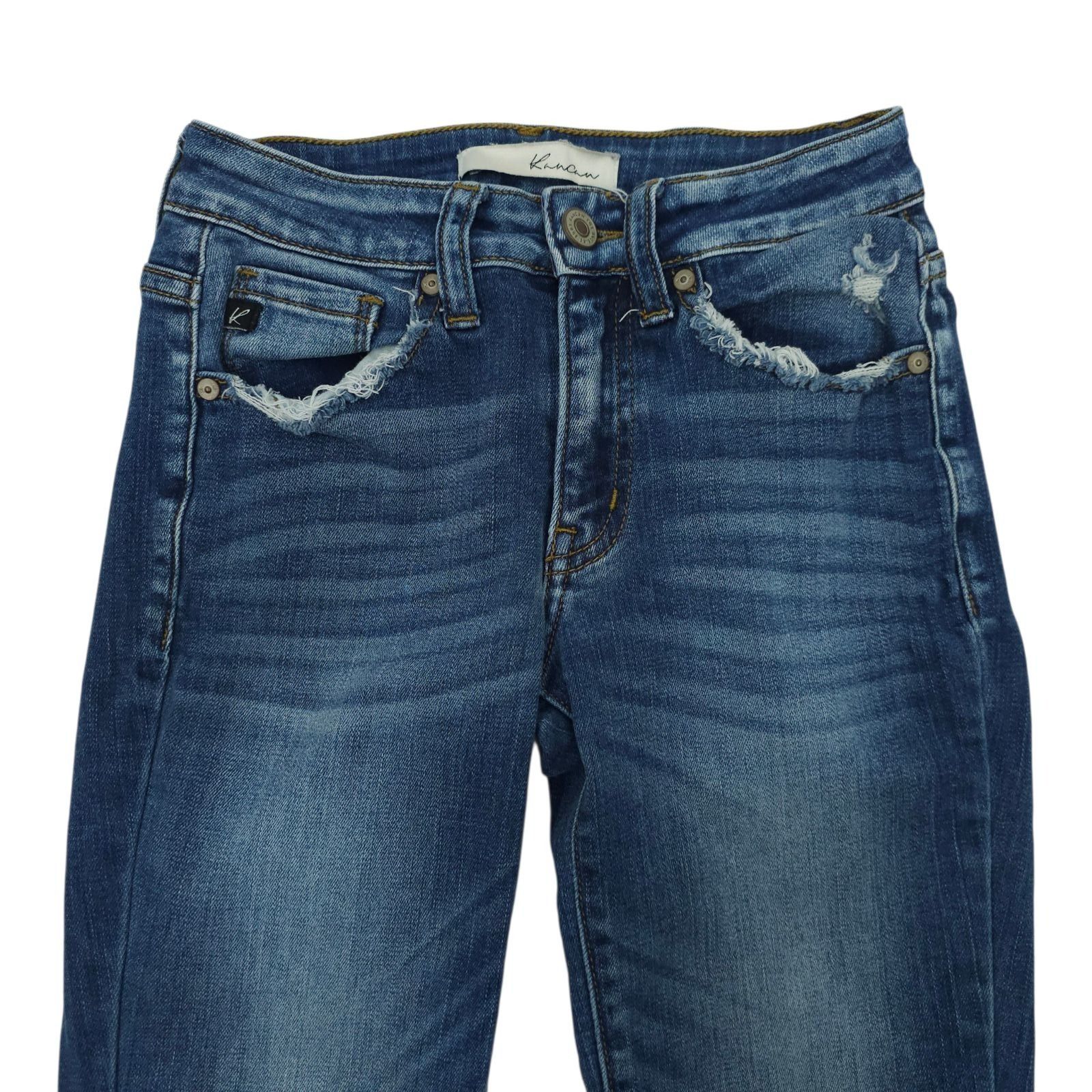 Kancan USA KanCan Gemma Skinny Jean 0/23 Mid Rise Distressed Raw Hem Size 22" - 10 Thumbnail