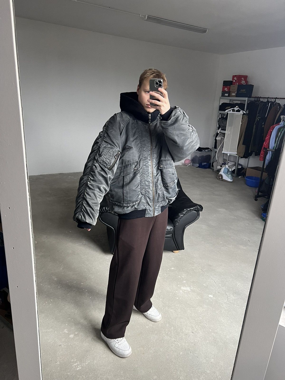 20471120 × Vintage 00s Vintage Balenciaga Style Bomber Size US XL / EU 56 / 4 - 10 Thumbnail