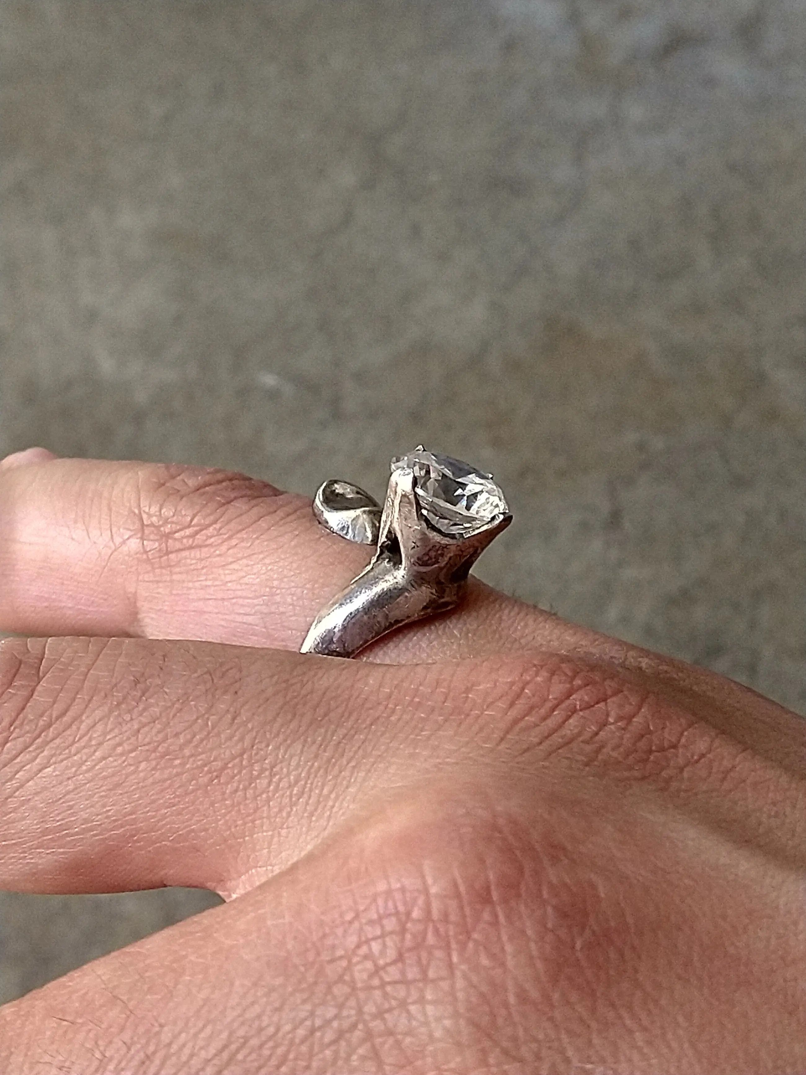 Sterling Silver Vintage Sterling Silver Ring Size 8 Modern Clear CZ Size ONE SIZE - 14 Thumbnail